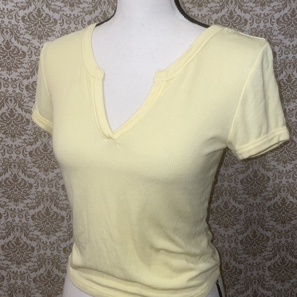 Pacsun basics yellow vneck soft T